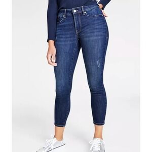 Tommy Jeans Women's Skinny Curvy Ankle Jeans Dark Wash‎ Distressed Size 12/W31